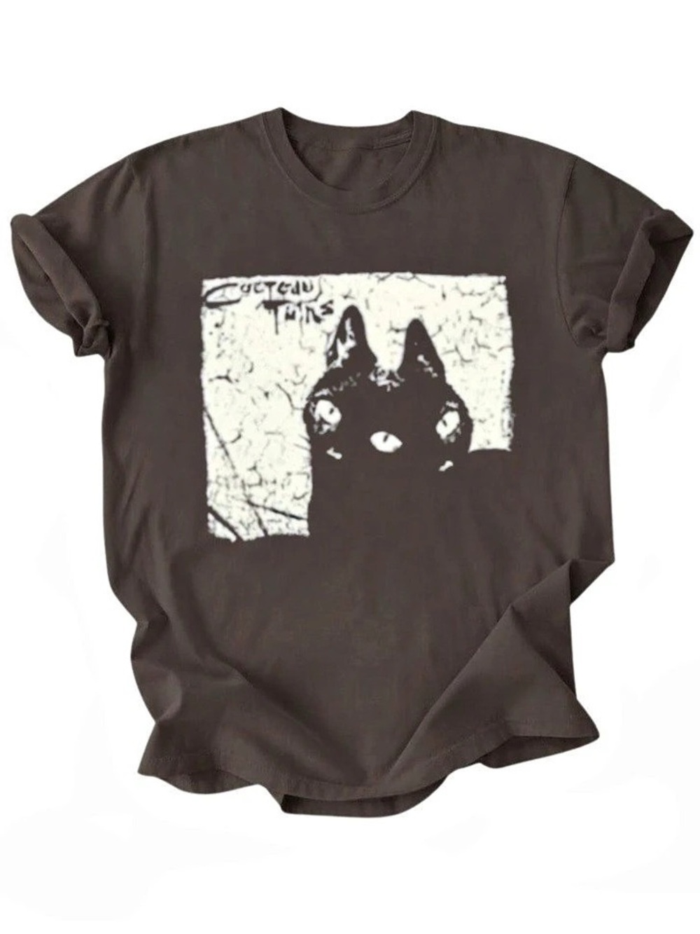 Cocteau Twins Cat Graphic Dark Brown Gildan T-Shirt